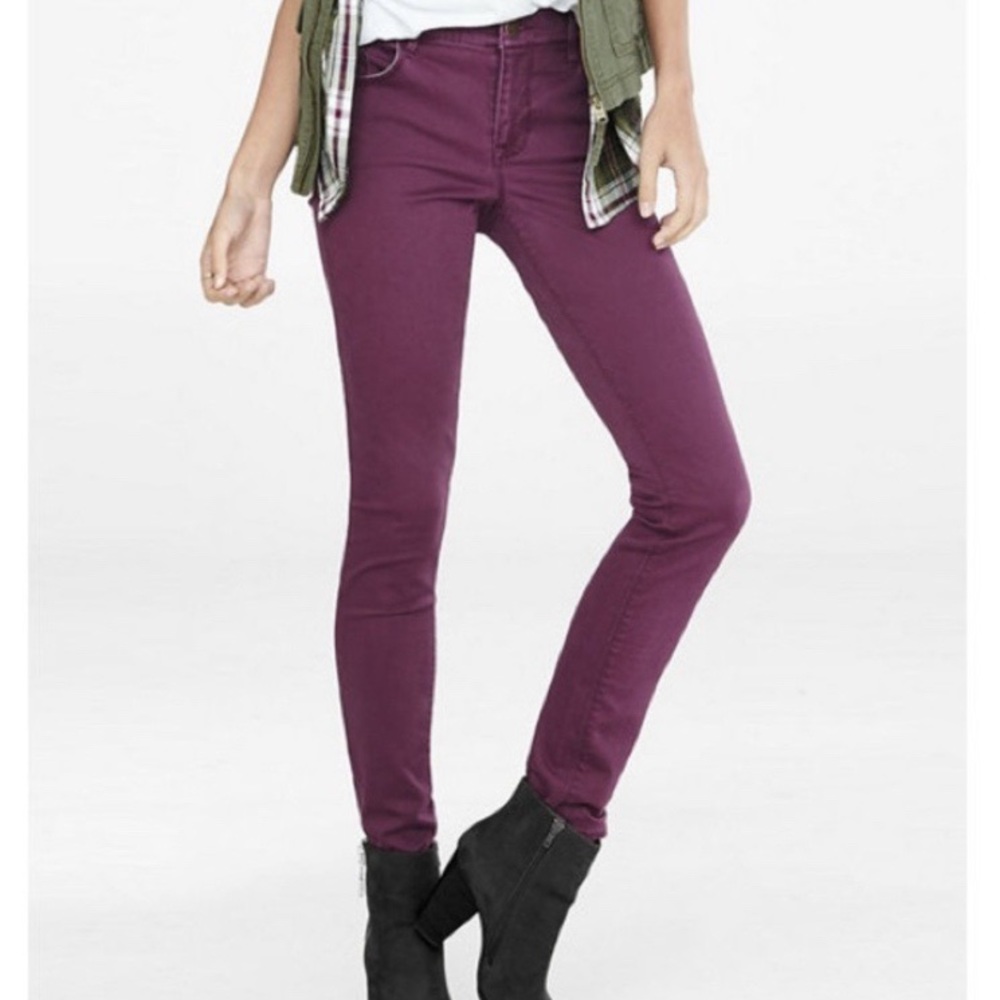 Express legging mid rise jeans purple 12 regular